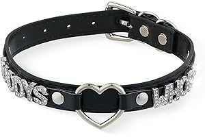 ADEMISHIA Schwarzes Herz O-Ring Brief Choker Halskette für Frauen, Punk Handmade PU Leder Leine Kragen einstellbar Gothic Jewerly