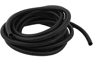 Uotyle Pond Hose Flexible Corrugated Tube Black PE Plastic Conduit Pipe Corrugated Tubing Hose for Electric Cables Length 5M/16.4 Ft (Inside Dia: 12mm)