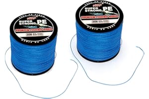 NUZAMAS Conjunto de Dos líneas de Pesca Trenzadas de PE, Total 600m, Azul, 4 hebras, señuelo, Mosca, fundición, Pesca con Cebo, tamaño 8.0 (40.2kg/88.62lbs), Roca, Barco, Playa, Agua Dulce