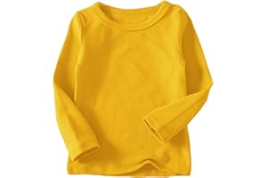 Generisch Langarmshirts für Mädchen Baumwolle Kinder Tops Einfarbig Basic Oberteile Rundhals Regular Kleidung Lässiger Classic Bekleidung Loose Long Sleeve Top Warm Shirt Kleinkind Thermoshirt