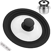Zocipro Universal Pan Lid for Pots and Pans Diameter 6.3/7.1/20 cm | Glass Lids with Step Silicone Edge and Steam Outlet (Bla