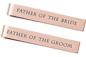 LPARKIN Stainless Steel Tie Clip Wedding Set - Father of The Groom Tie Clip - Father of The Bride Tie Bar