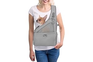 Nasjac Bolsos para Mascotas, Manos Libres Papoose Small Animal Puppy Travel Bag Tote Correa Acolchada Ajustable Malla Transpirable Soporte Inferior Duro Cinturón de Apertura con cordón Lavable