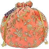 ATHZ Potli Bag Velvet for ladies traditional Indian Wristlet women handbags with Drawstring Ethnic Embroidery Fashion Potli