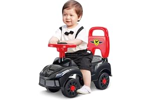 Balakaka 2025 Upgrade Kids Ride On Car with Steering Wheel 21.5×50×33 cm, Foot to Floor Slider Toddler Car with Working Horn, Ride on Toys for 1-3 Year Old Boys Girls.Black