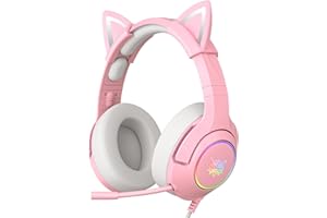 PHNIXGAM RGB Kopfhörer Ständer mit 3.5mm AUX und 3 USB 2.0 Anschlüsse, Universeller Gaming-Headset Ständer Halter für Gamer Gaming PC Zubehör (Rosa Headset)