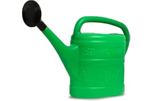 Bortaberg 14L Garden Watering Can with Detachable Sprinkler Head, Green Plastic