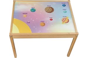 MAKETHISMINE Kids Educational Table Top Sticker ONLY Compatible with IKEA Latt Tables (Pink Planets)