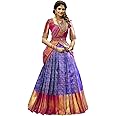 NAVKARMIT Women's Pure Pattu Silk Zari Weaving Lehenga Choli, Unstitched Lehenga Choli, Half Saree.