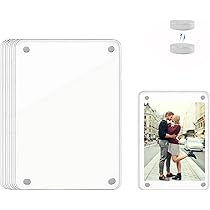 PATIKIL Lot De 4 Cadres Photo Magnétiques Double Face Auto-adhésifs Réutilisables Pour Réfrigérateur, Tableau Blanc, Fenêtre, Mur, 21,6 X 27,9 Cm, Bleu Clair