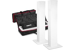 VONYX 2x DJ Plinths with Folding Baseplates, Adjustable Moving Head Podiums, DJ Light Stands, Lighting Podium Set, Lycra Covers Included, Speaker Mount for Events & Stages