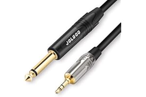 JOLGOO 1/4 Zoll TS auf 3,5 mm TRS Mono-Verbindungskabel, 1/8 Zoll TRS auf Mono 1/4 Zoll TS Patchkabel, 2 Meter