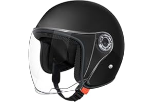 FVPKYUR Casco De Motocicleta - Medio Casco Moto Hombre, Scooter Casco, Ciclomotor Casco para Hombres Mujeres, Casco De Moto para Adultos, Cascos De Motocicleta para Circunferencia Máxima De La Cabeza 65cm