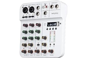 Weymic U40 Professional Mixer for Recording DJ Stage Karaoke Music Application w/USB Drive for Computer Recording Input, XLR Microphone Jack, 48V Power for Professional (4-Channel)