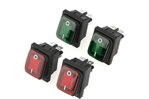 OUMEFAR 4 pezzi/set nero impermeabile 4 pin 2 posizioni ON OFF Interruttore a bilanciere lampada verde rosso Lampada spia 220V antipolvere Lampada rosso verde interruttore a bilanciere Snap