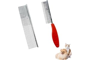 ZESNXJ 2 Stück Hundekamm, Katzenkamm, Profi Hunde Kamm Entfernt Knoten Pudelpflege Deshedding Tool, Metallkamm Edelstahl Haustierpflege Kamm Zum Entfernen Von Verwicklungen Und Knoten