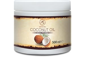 AROMATIKA TRUST THE POWER OF NATURE Coconut Oil 500ml - Cocos Nucifera Oil - Indonesia - 100% Pure & Natural Cold Pressed - Best Benefits for Skin Hair Face Body Care - Unrefined Coconut Oils
