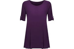 WearAll - Mujeres Tallas Grandes Manga Corta Cuello Redondo Llanura Abocinado Top Largo