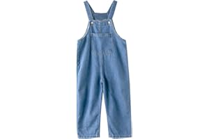 VUNCIO Kids Baggy Denim Dungarees Jumpsuit Shorts for Boys Girls Summer Sleeveless Adjustable Dressy Jeans Teen Girls Boys Loose Comfy Casual Sports Vacation Overalls Age 2-14 Years