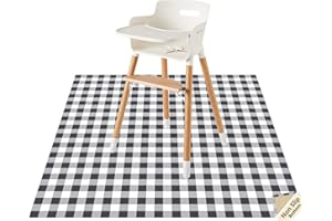 Baby Splat Floor Mat for Under High Chair/Arts/Crafts by CLCROBD, 51" Waterproof Anti-Slip Food Splash Spill Mat for Eating Mess, Washable Floor Protector Mat and Table Cloth (Plaid)