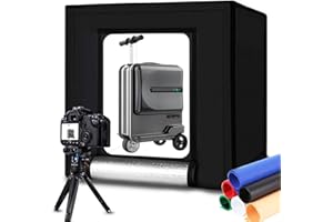 DUCLUS Light Box Photography 60 cm, Professional Portable Photo Studio Box 24 inches with 2 Movable LED Strips & 5500K Stepless Dimming, 6 Backdrops for Product Photography