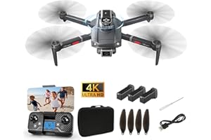 HYTOBP S179 Drone professionnel avec Caméra 4K FPV 5G Transmission WiFi, Moteur sans balais, Évitement d'obstacles à 360°, Quadricoptère télécommandé avec 2 Caméras, 3 Batteries écran LCD