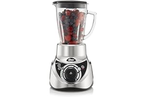 Oster Infinity Frullatore, Motore reversibile, Funzioni programmate + Selettore tempo, Lama 6 Punte Acciaio Inox, SISTEMA All Metal Drive, Bicchiere in Vetro 1.5 L, 900 W