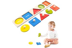 QESSUVNC Wooden Geometric Shape Peg Puzzle for Toddlers, Preschool Educational Jigsaw, Ages 1-3 Years (Modern)