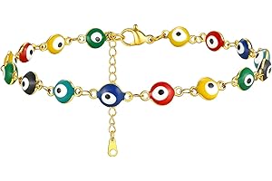 Supcare Tobillera de Acero Inoxidable Multicolores Ojo de Turco Perzonalizado Pulsera de Tobillera Nombre Letras para Mujer Regalo de Mujer Nina Amiga