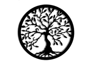 PET-JOS Baum des Lebens Black Wanddeko Baum Wanddekoration DekoTree of Life Wooden Wall Decoration Family Wall Art Geometrische Ornamente Minimalistische Wandkunst Hängende Dekoration
