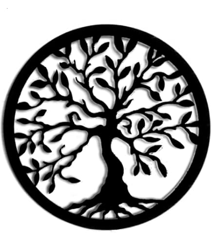 Decorazione Parete Albero Della Vita In Legno - Design Sole E Luna 3D - 3 Misure (37, 48, 70 Cm)
