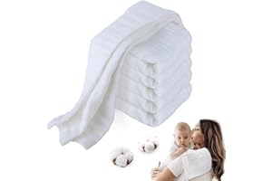 Luchild Muslin Burp Cloths for Newborn, 6ps Hand Washcloths Baby Wash Cloths Reusable Baby Towels (White) Gifts on Occasions Like Baby Shower, Birthday, Christening