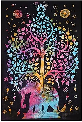 Tree of Life Tid Dye Psychedelic Wall Hanging Elephant Tapestry Black Native Purity Tapestries Hippie Tapestries Bohemian Tapestry Dorm Tapestry Wall Decal Tapestries
