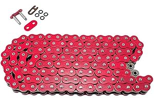FLYING DREAM FLYINGDREAM Chaîne de moto 420 108 maillons pour 50 cc 70 cc 90 cc 110 cc 125 cc Dirt Pit Bike ATV, Go Kart, Mini Bike, Scooter, Quad (Rouge)