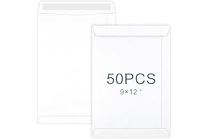 AMASSAN 50 Packs A4 / C4 Self Seal Pocket Envelopes, White Peel and Seal Envelopes, No Window Design, Letter Envelopes for Office, Home, School (Size: 324 x 229 mm)