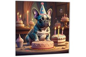 PURPLE FOX Kartki urodzinowe z buldogiem francuskim 147 x 147 mm