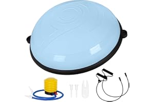 Leogreen Ballon d'équilibre Balance Trainer Demi Ballon 58cm pour Yoga, Ballon de Gymnastique Planche équilibre avec Cordes de Resistance et Pompe pour Yoga Gymnastique