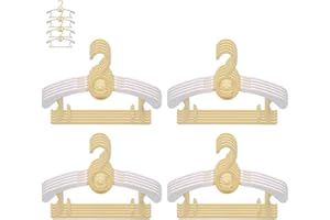 Perchas Infantiles, JSF Juego de 20 Perchas Apilables con Ganchos de Osito, Antideslizantes, Ajustable 29-37CM para Ropa Infantil, Ropa de Bebé, Ahorro de Espacio (Amarillo+ Blanco)
