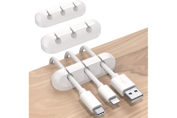 SOULWIT® kabelhållare klämmor, 3-pack kabelhantering organiseringsklämmor kabelhållarklipp självhäftande för USB-laddningskabel nätsladd muskabel tråd PC kontor hem