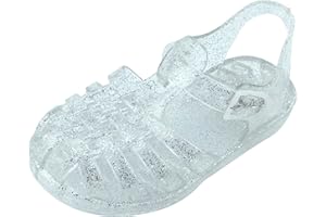 HAOLEI Jelly Shoes Toddler Girls Summer Beach Closed Toe Sandals Crystal Princess Dress Flats Little Kids T-strap Soft Rubber Sole Anti Slip Water Shoes UK Child 2-10 Years