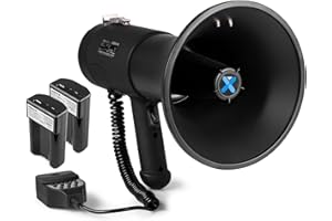 Vonyx MEG075 - Megáfono portátil Potente 75W con Bluetooth, USB, microSD, 2 baterías Recargables, megáfono pequeño con Sirena, micrófono con Cable, Ideal para Fiestas, Eventos y Despedidas de Soltera