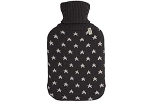 UMOI Hot-Water Bottle 2 litres with Knitted Cosy Removable Cover Star Pattern - New Model (Grey Star)