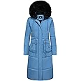 MOERDENG Women's Long Winter Puffer Coat Waterproof Warm Maxi Down Jacket Faux Fur Removable Hood Parka