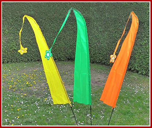 XXL 3er SET Teleskop Balifahne Fahnen Flagge Gartenfahne BALI Fahne - 3
