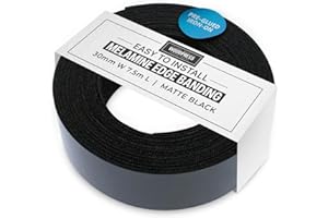 WoodPress® 30mm Matt Black Melamine Edging, Pre-Glued Veneer Tape – 7.5m Roll - Iron-On for Easy DIY Application – Will Cover the Edge of a Standard MDF Panel