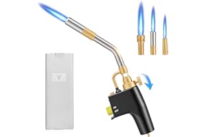 Trsaow MAPP Torche à propane avec 3 buses pour soudure forte et barbecue, torche à gaz pour travaux lourds CGA600 MAP/propane, cylindres de gaz non inclus