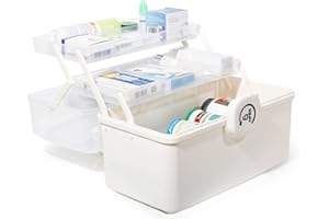 GREELUE Hausapotheke Box, Haarschmuck Mädchen Aufbewahrung, Aufbewahrungsbox Groß für Schmuck, Arzneimittel, Kosmetik (Weiß)