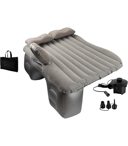 AirSwimmers Matelas Pour Banquette Arrière De Voiture Avec Barre Latérale, Matelas De Voiture Avec 2 Coussins, Doux Et Confortable, Matelas Gonflable Idéal Pour Les Voyages En Voiture Et Les Nuits En