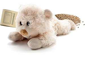 Habibi Pluszowa poduszka rozgrzewaj?ca/pluszak dla dzieci i doros?ych 1628 mi? le??cy z wype?nieniem prosa, przytulanka ciep?a do podgrzewania w kuchence mikrofalowej/piekarniku, idealna równie? dla