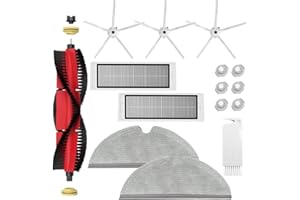 APZOVO Zestaw akcesoriów do odkurzacza Xiaomi Roborock S5 Max S6 Max S6 Pure S6 MaxV S50 S51 S55 S60 S65 S5 S6 części zamienne do głównej szczotki Roborock, filtr HEPA, szczotki boczne, ściereczki do